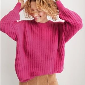 aerie | Sweaters | Nwt Bright Pink Aerie Buttercream Crew Sweater | Poshmark